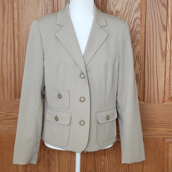 Tailored Soft Camel/Beige 3 Button BlazerJacket Fully Lined Size 10 - Picture 4 of 7